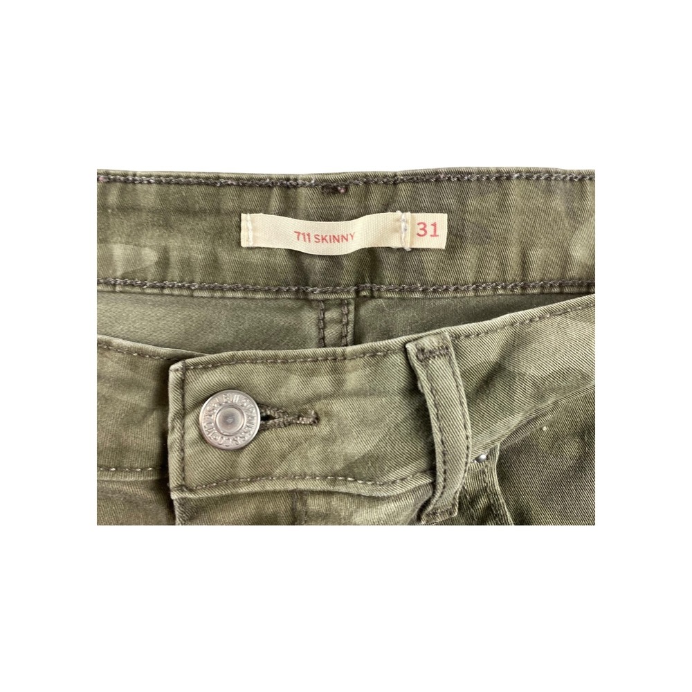Levi's 711 Skinny Camo‎ Cargo Pants Women's Size 31 Olive Green Distressed - Picture 3 of 9